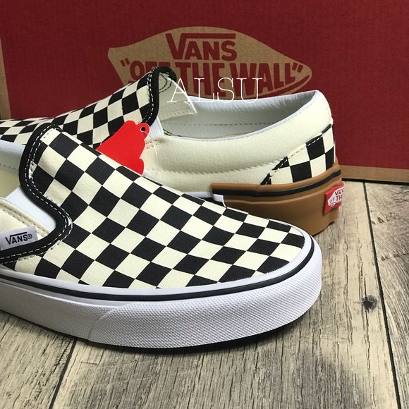 NWT VANS Classic Slip-On Gum Block Checkerboard W - Picture 6 of 8